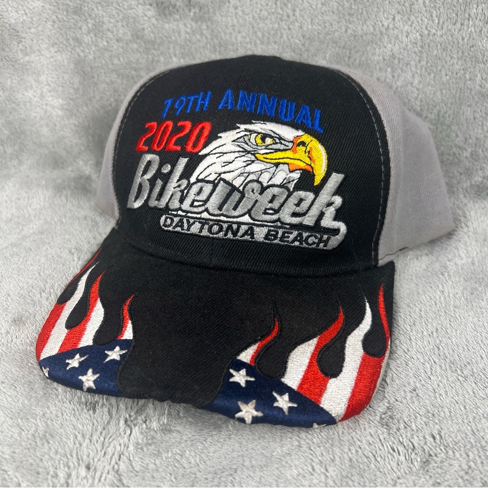 79th Annual Bikeweek Daytona Beach Bike Week 2020 Hat Black American Flag Eagle